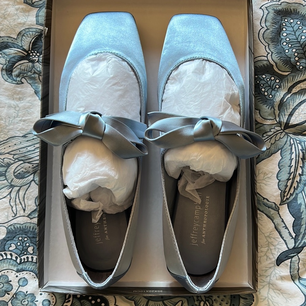 Jeffery Campbell light blue satin shoes, size 9.5